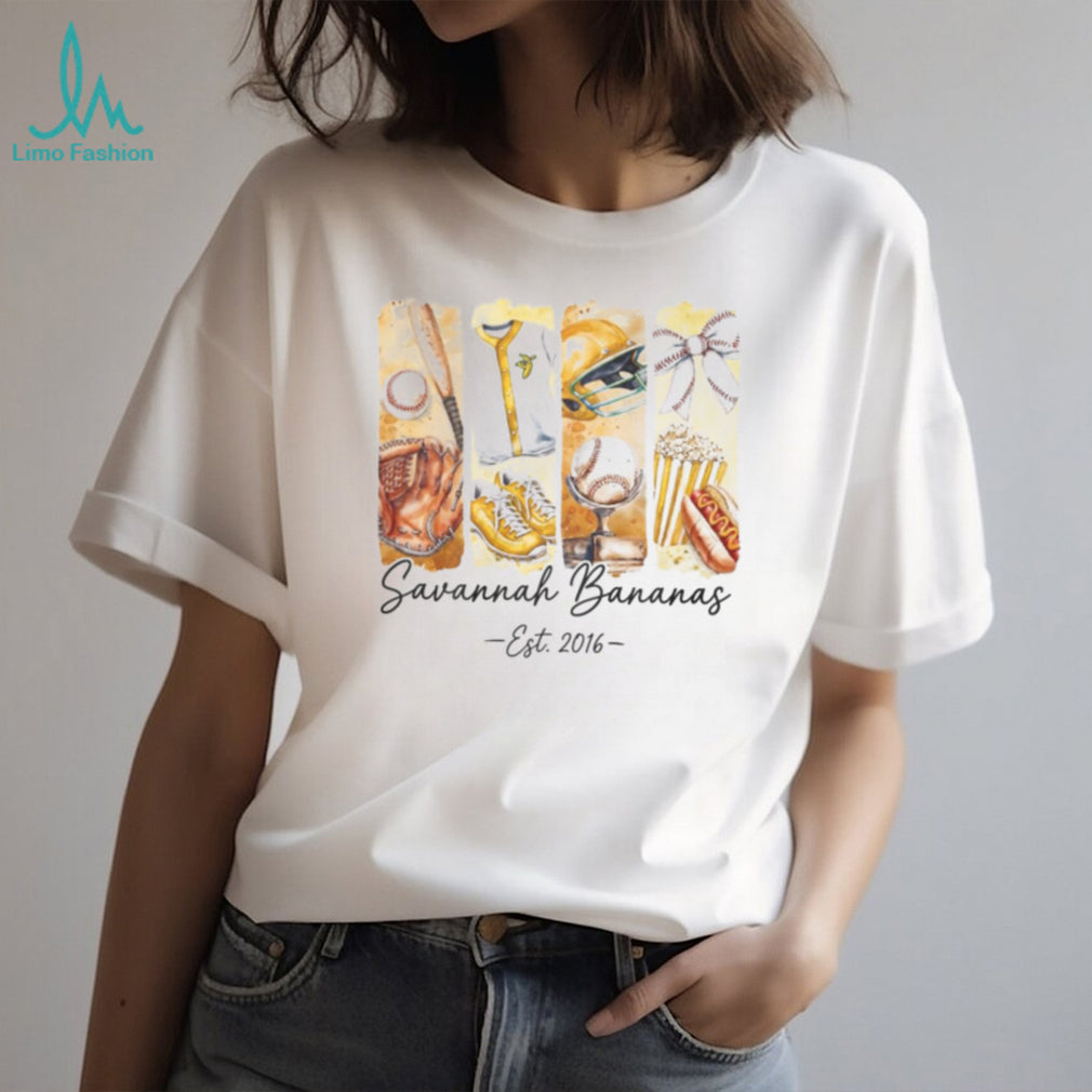 Vintage Savannah Bananas Est 2016 Watercolor Equipment Baseball T Shirt
