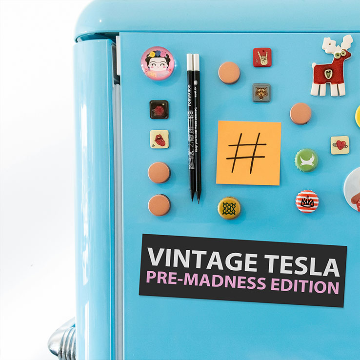 Vintage Tesla Pre-Madness Edition Anti Elon Musk Car Magnet