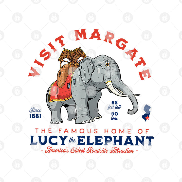 Visit Margate Since 1881 The Famous Home Of Lucy The Elephant America’s Oldest Roadside Attraction 65 Feet Tall 90 Tons T Shirt