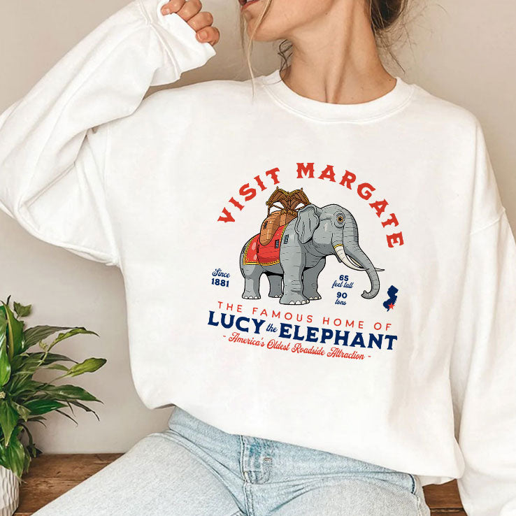 Visit Margate Since 1881 The Famous Home Of Lucy The Elephant America’s Oldest Roadside Attraction 65 Feet Tall 90 Tons T Shirt