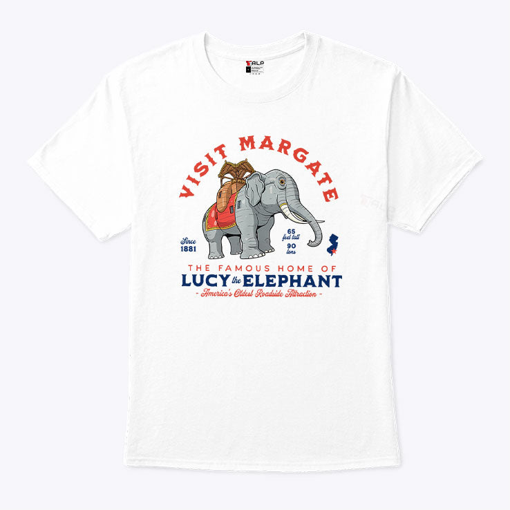 Visit Margate Since 1881 The Famous Home Of Lucy The Elephant America’s Oldest Roadside Attraction 65 Feet Tall 90 Tons T Shirt