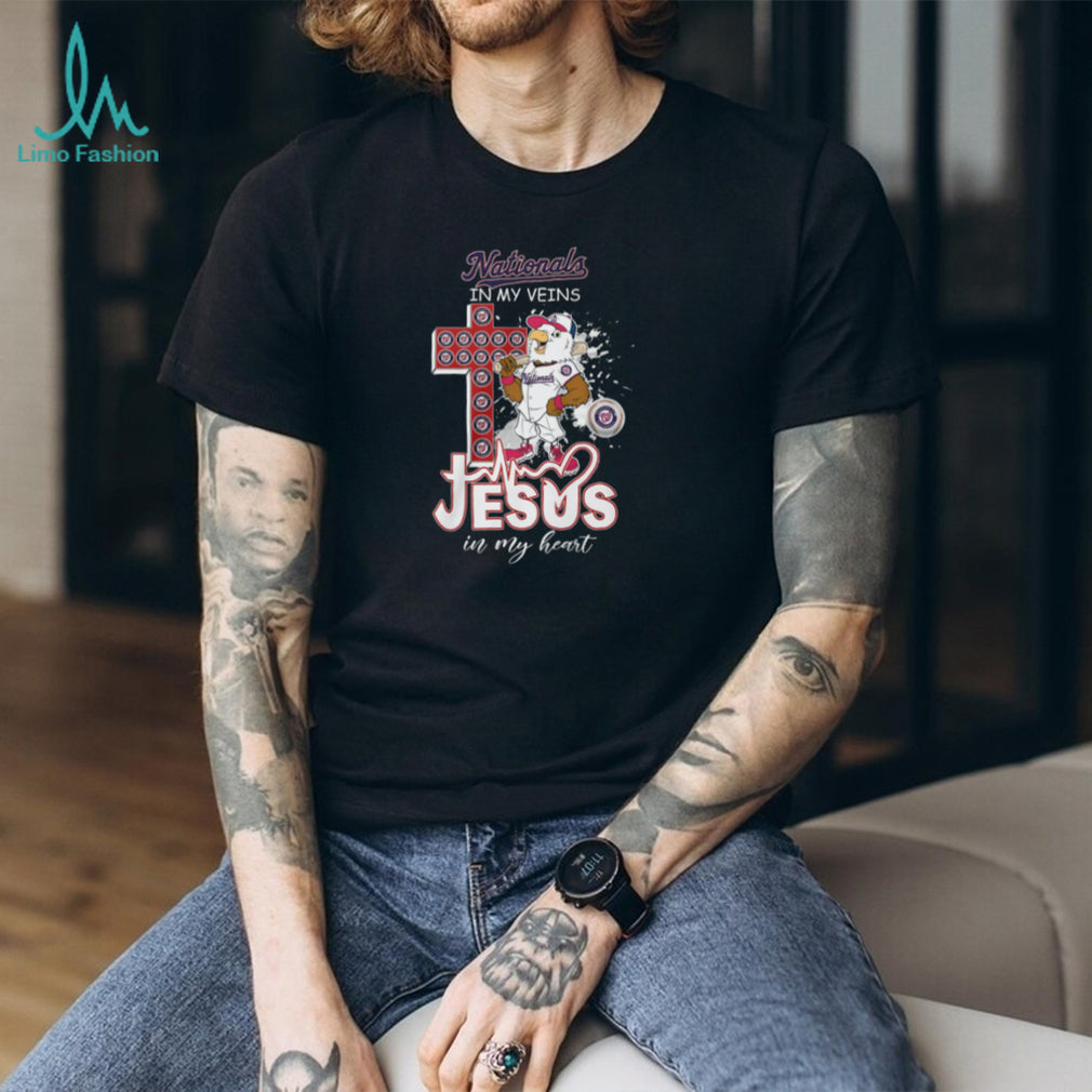 Washington Nationals Screech Eagle Mascot Cross Heartbeat Jesus In My Heart T Shirt