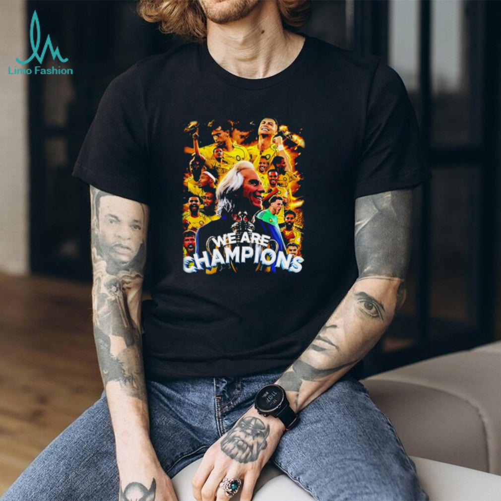 We Are Champions Soccer Player Collage Trophy Victory Commemorative T Shirt