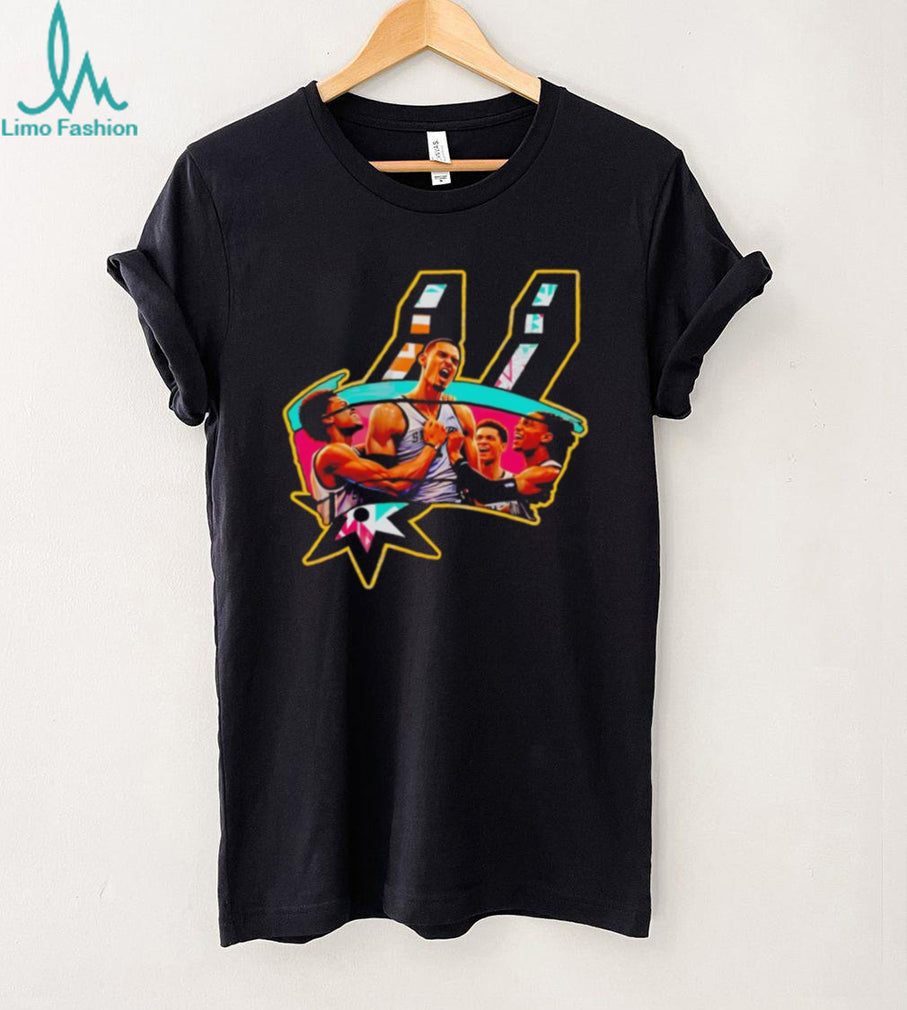 Wembanyama Spurs Logo Celebration Abstract Art T Shirt