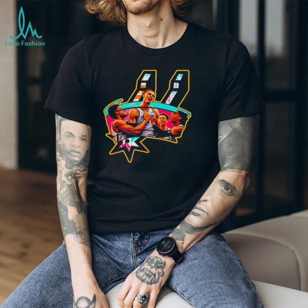 Wembanyama Spurs Logo Celebration Abstract Art T Shirt