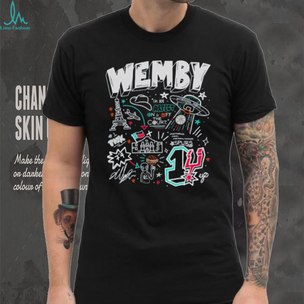 Wemby #1 Artist French Alien Doodle Basketball Graphic T Shirt
