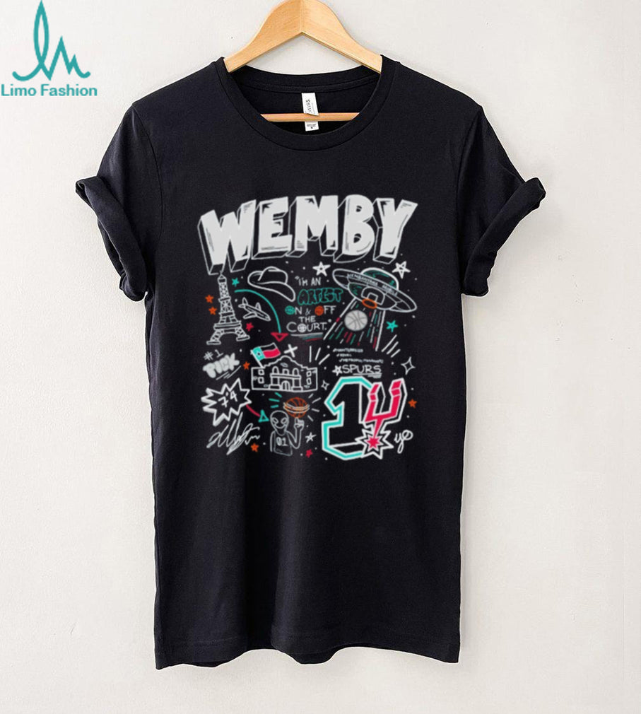 Wemby #1 Artist French Alien Doodle Basketball Graphic T Shirt