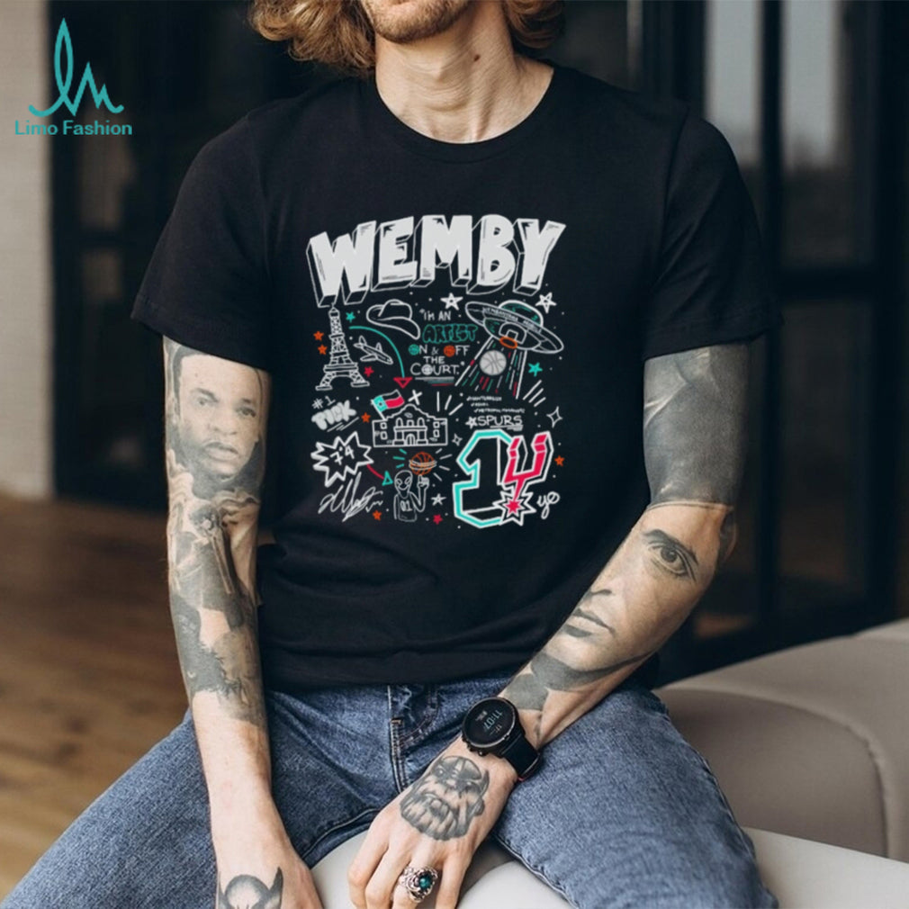 Wemby #1 Artist French Alien Doodle Basketball Graphic T Shirt