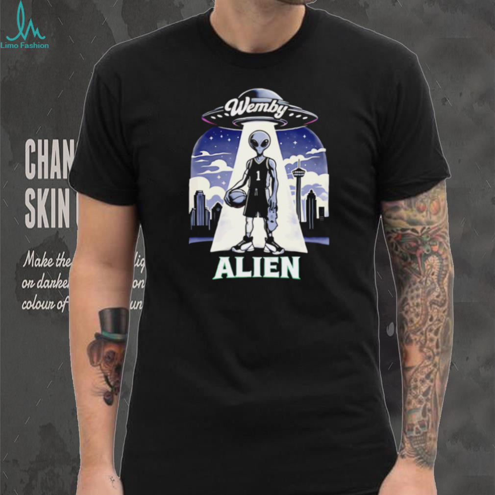 Wemby Alien UFO Beam San Antonio Basketball T Shirt