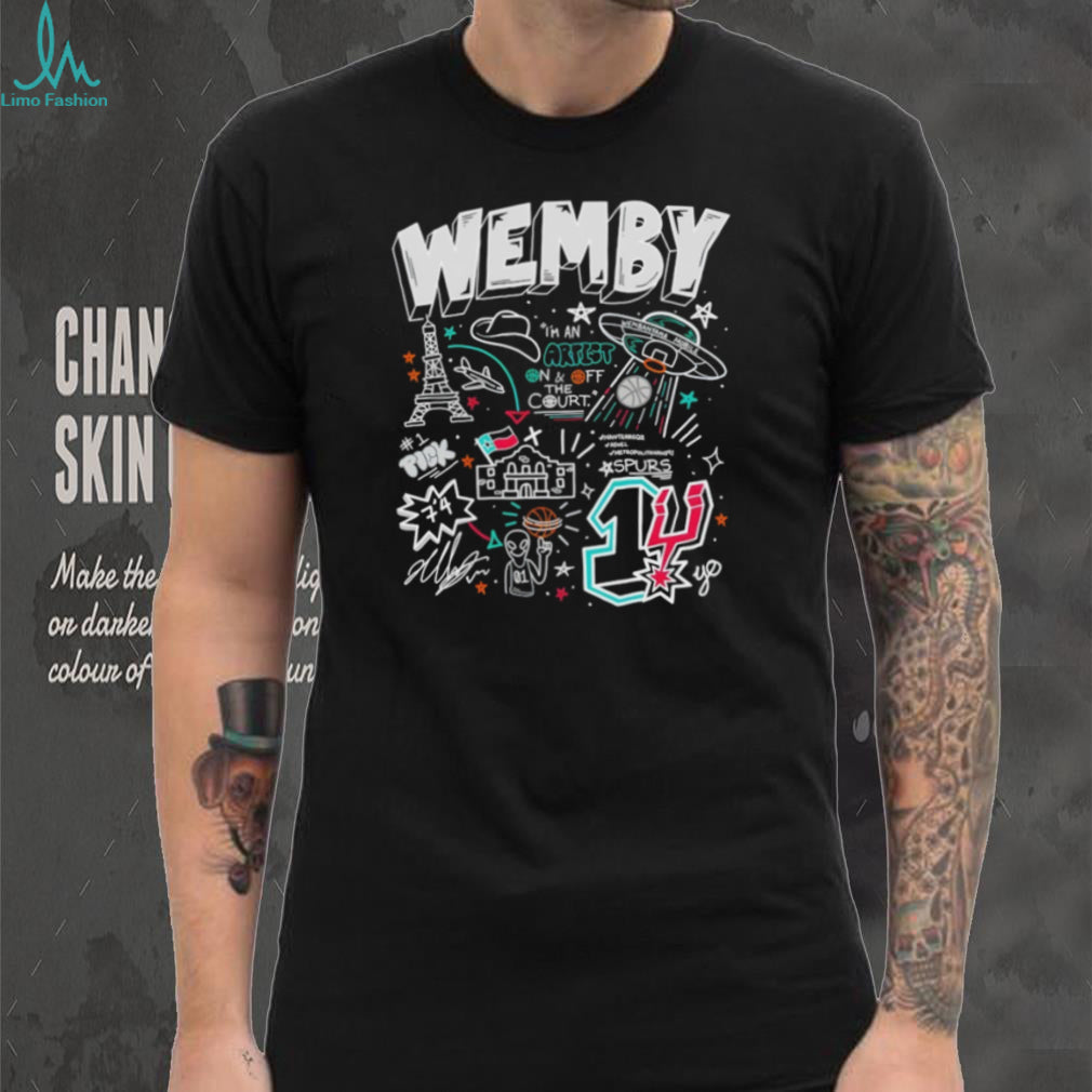 Wemby San Antonio Spurs Doodle Art French Alien Basketball T Shirt