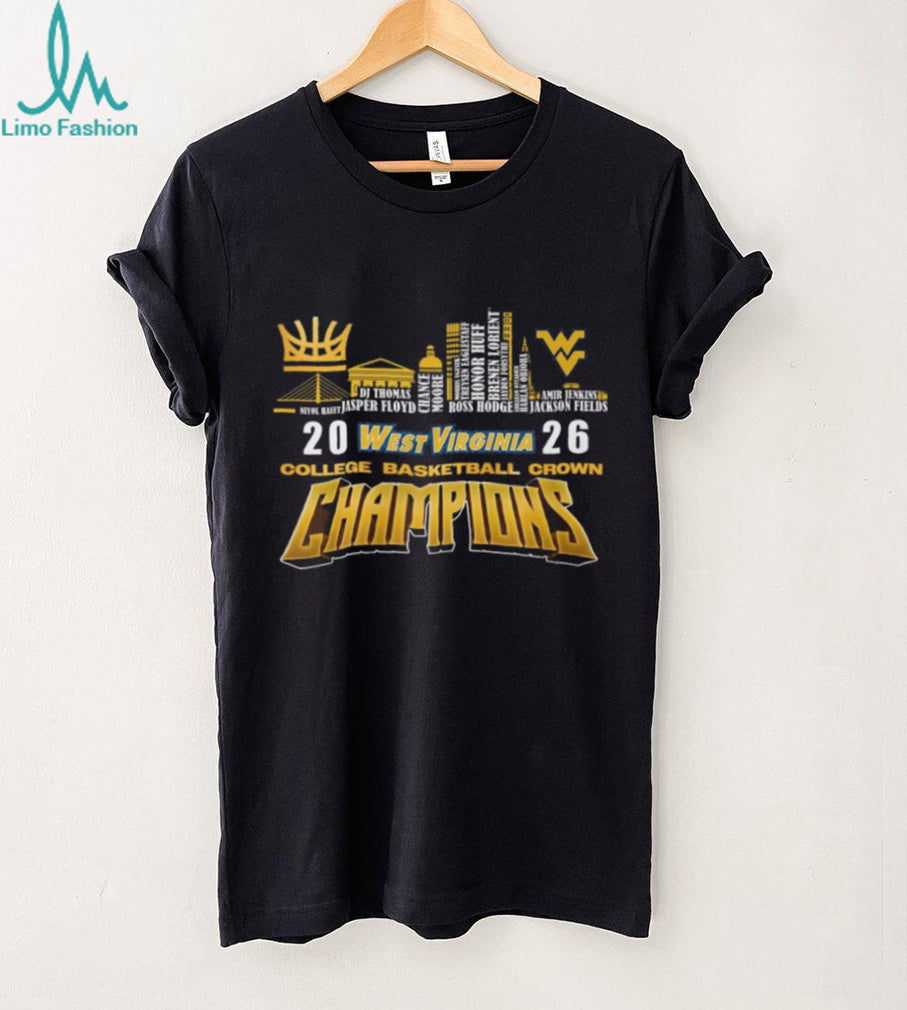 West Virginia Mountaineers 2026 College Basketball Crown Champions Skyline T Shirt