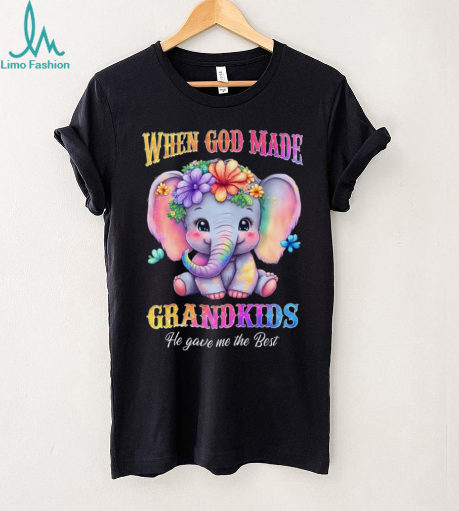 When God Made Grandkids Elephant Floral Best Grandma Mother Grandmother Casual Comfort Shirt