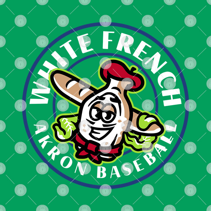 White French Stamp Akron Baseball Logo T Shirt