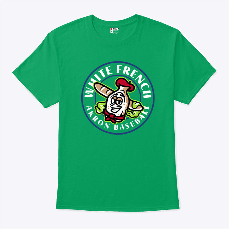 White French Stamp Akron Baseball Logo T Shirt