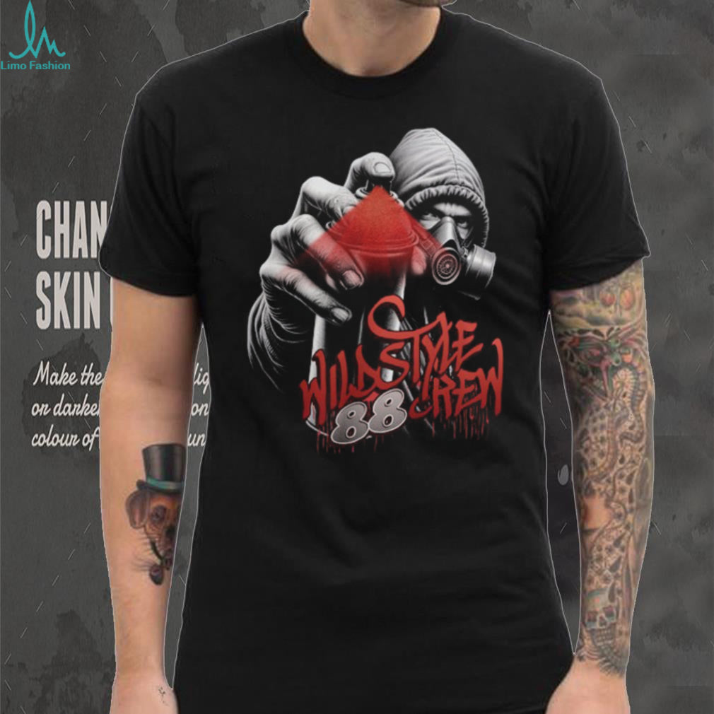 Wild Style Crew 88 Graffiti Artist Mask and Spray Can Streetwear Tee