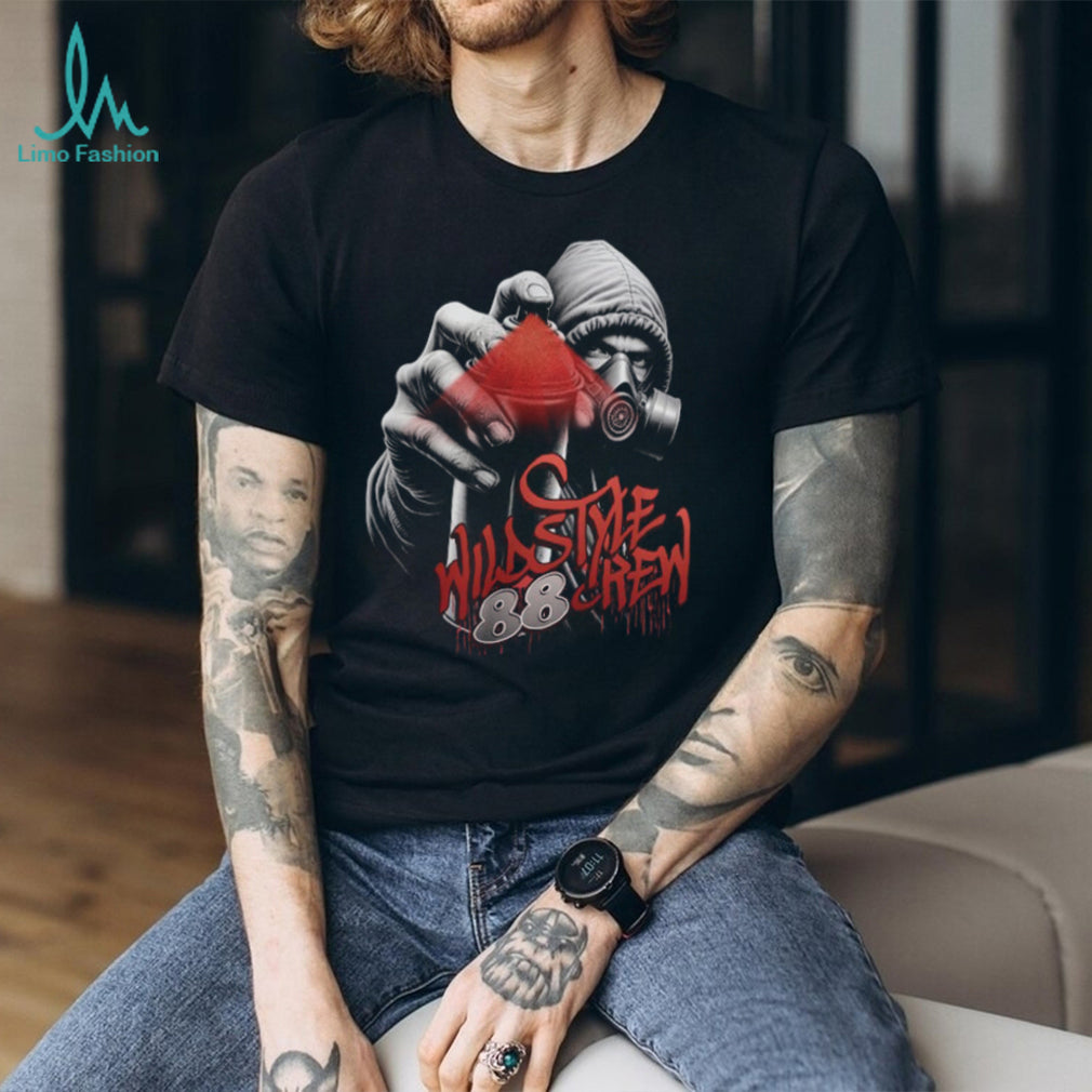 Wild Style Crew 88 Graffiti Artist Mask and Spray Can Streetwear Tee