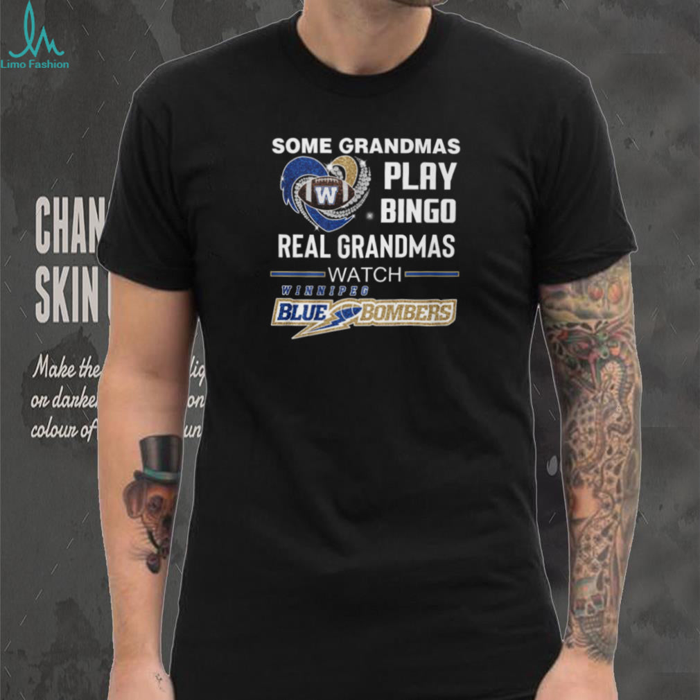 Winnipeg Blue Bombers Football Grandma Heart Real Grandmas Watch Blue Gold T Shirt