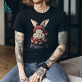 Winter Bunny Rabbit in Red Knit Hat and Snowflake Scarf Tee