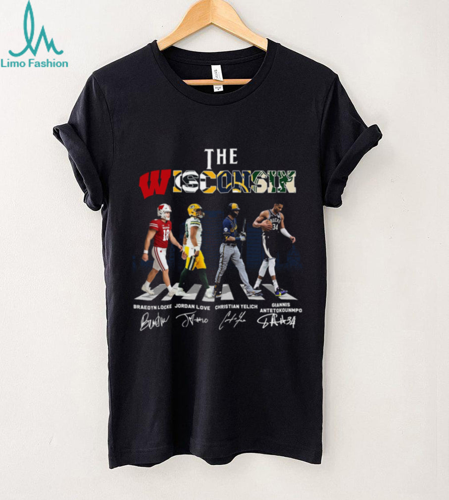 Wisconsin Athletes Legends Signatures Crosswalk Team Shirt