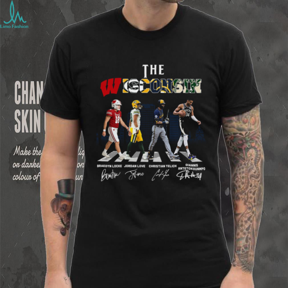 Wisconsin Athletes Legends Signatures Crosswalk Team Shirt