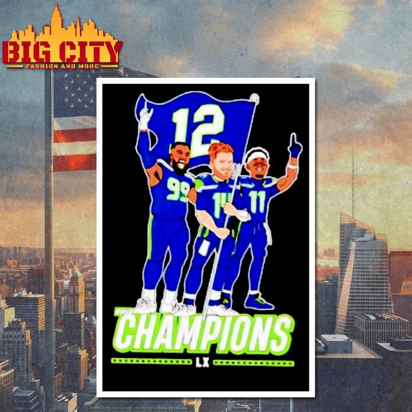 World Champions Lx Seahawks Players Holding 12 Flag Shirt