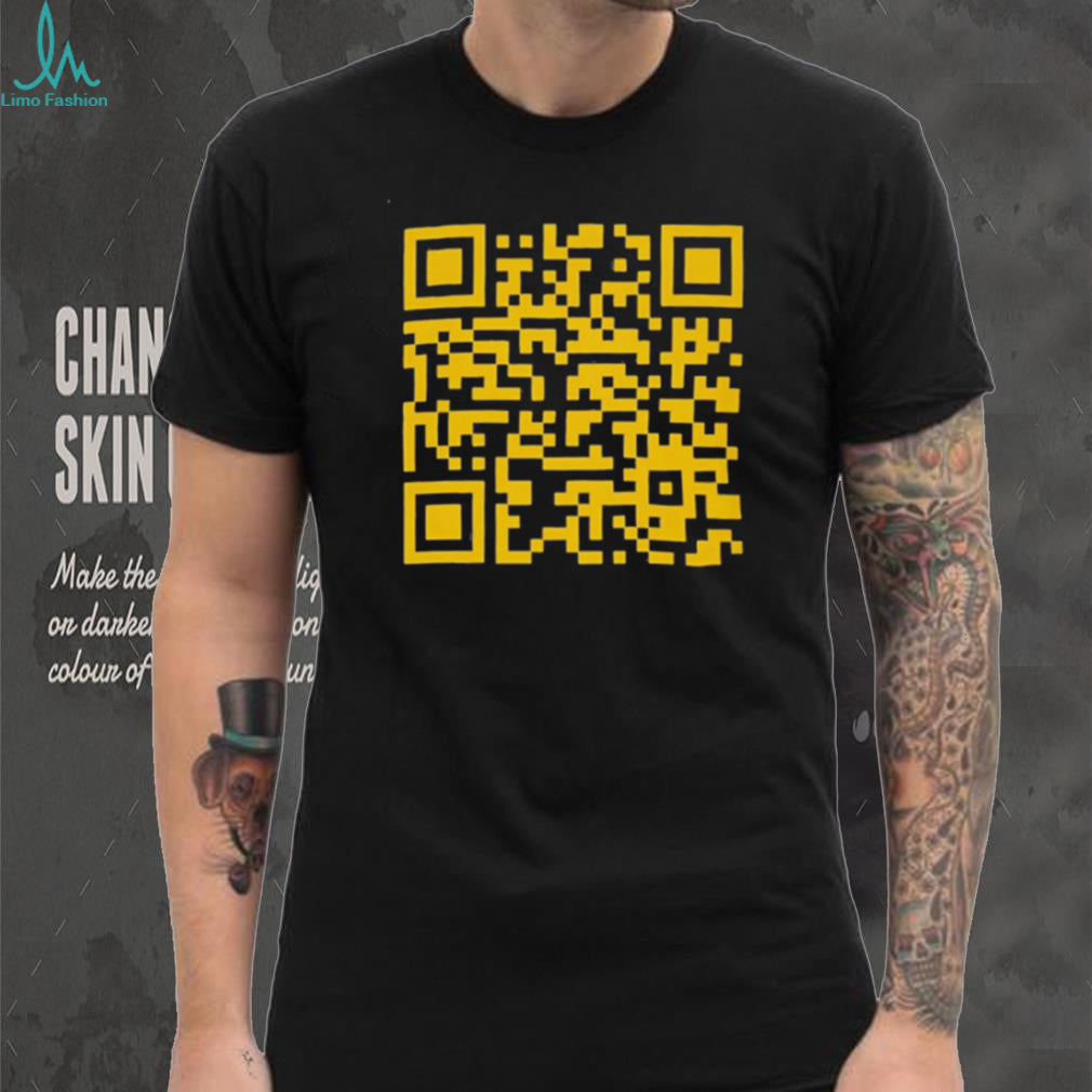 Yellow QR Code Scannable Mystery Graphic T Shirt