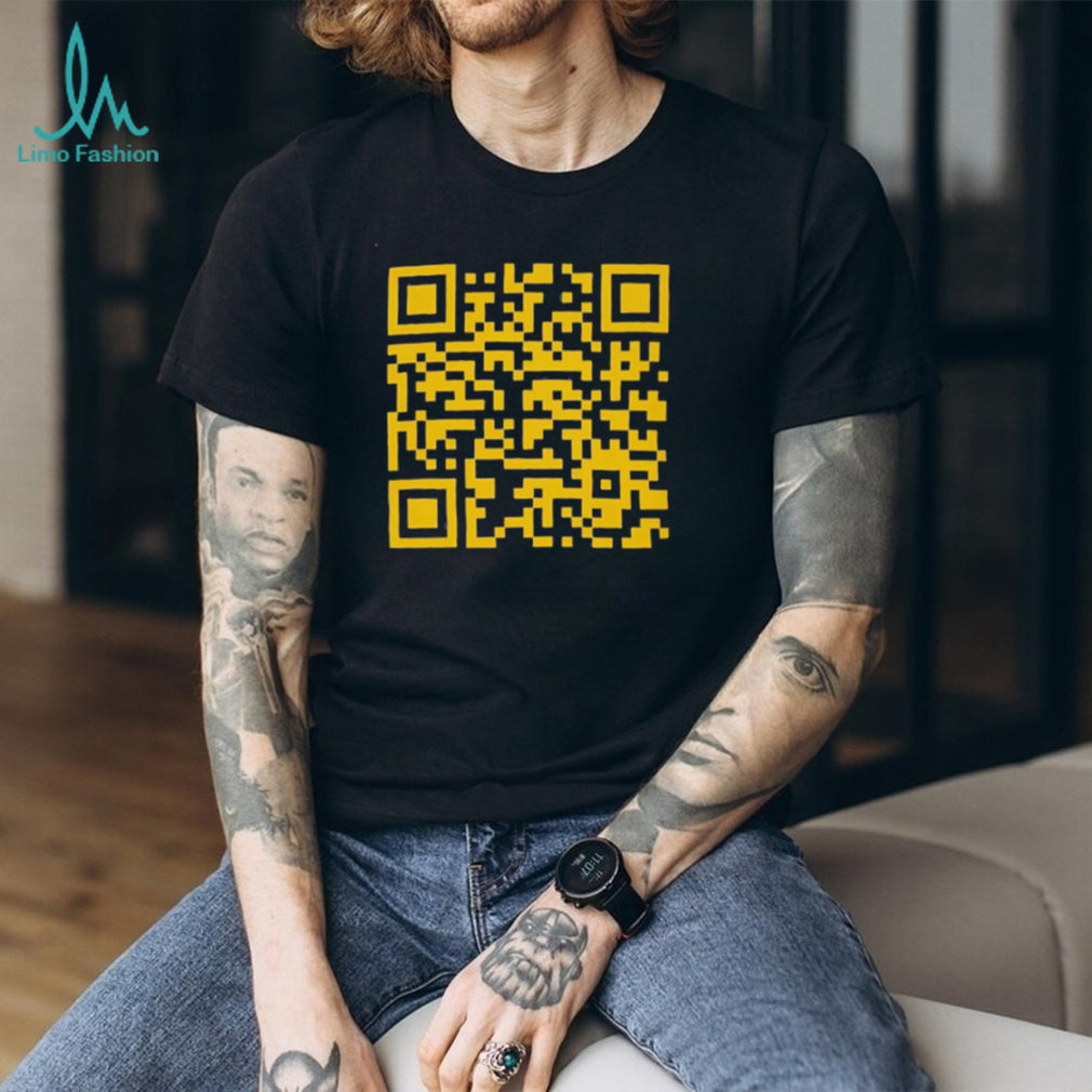 Yellow QR Code Scannable Mystery Graphic T Shirt