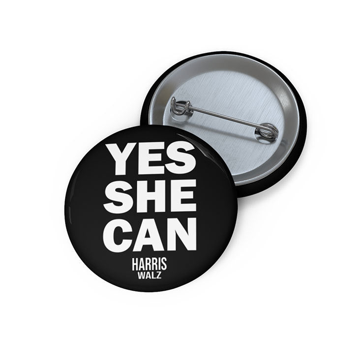 Yes She Can Harris Walz Custom Pin Button