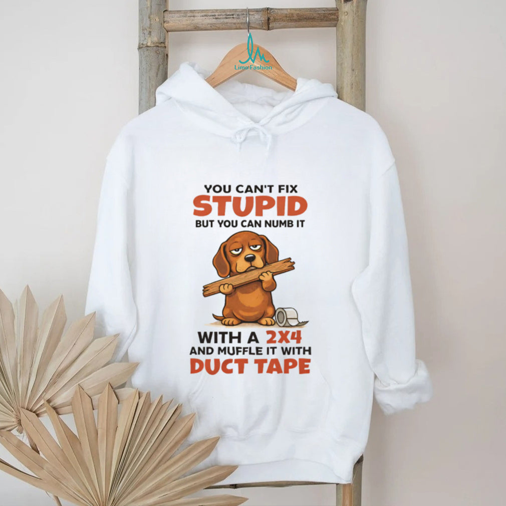 You Can’t Fix Stupid 2×4 and Duct Tape Dachshund T Shirt