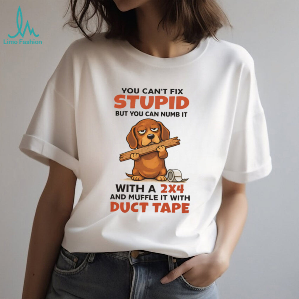You Can’t Fix Stupid 2×4 and Duct Tape Dachshund T Shirt