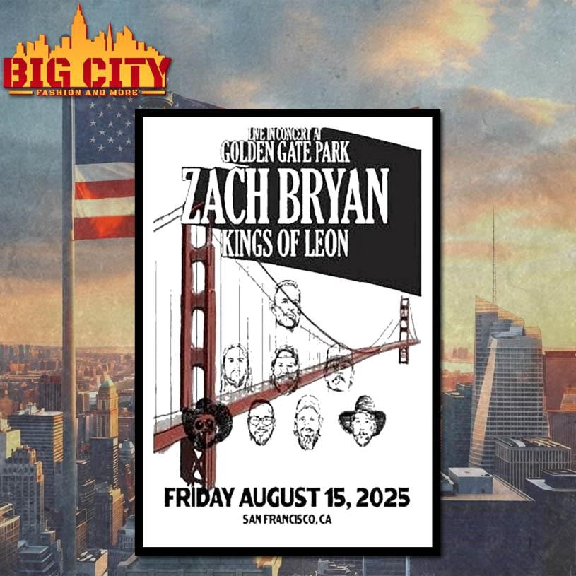 Zach Bryan Friday August 15 2025 Golden Gate Park San Francisco, Ca Tour Shirt