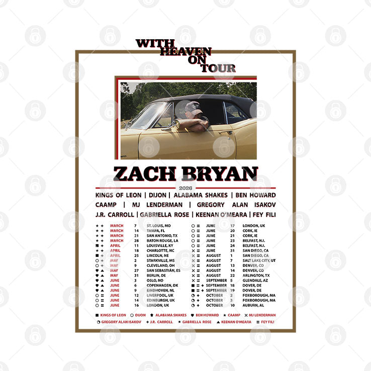 Zach Bryan With Heaven On Tour 2026 T Shirt