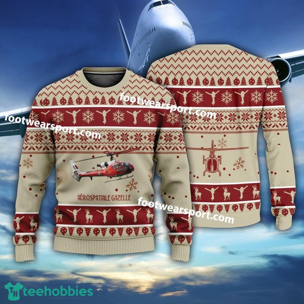 Aircraft Drawing Aérospatiale Gazelle Christmas Sweater Gift Christmas