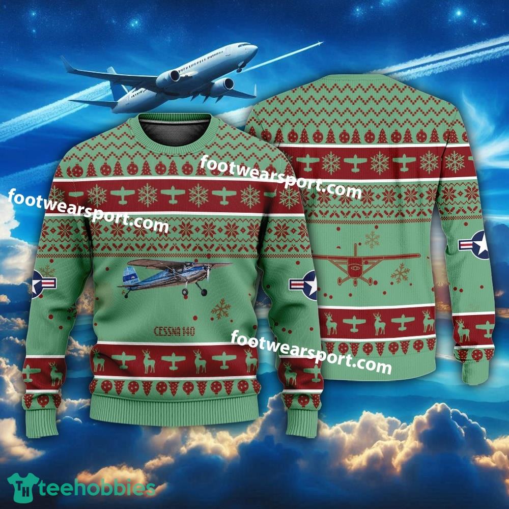 Aircraft Drawing Cessna 140 Christmas Sweater AOP Gift Holidays
