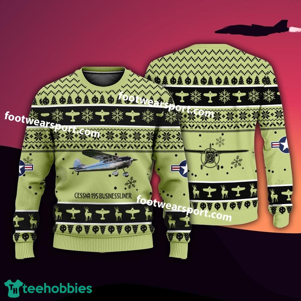 Aircraft Drawing Cessna 195 Businessliner US Army Xmas Sweater Gift Christmas