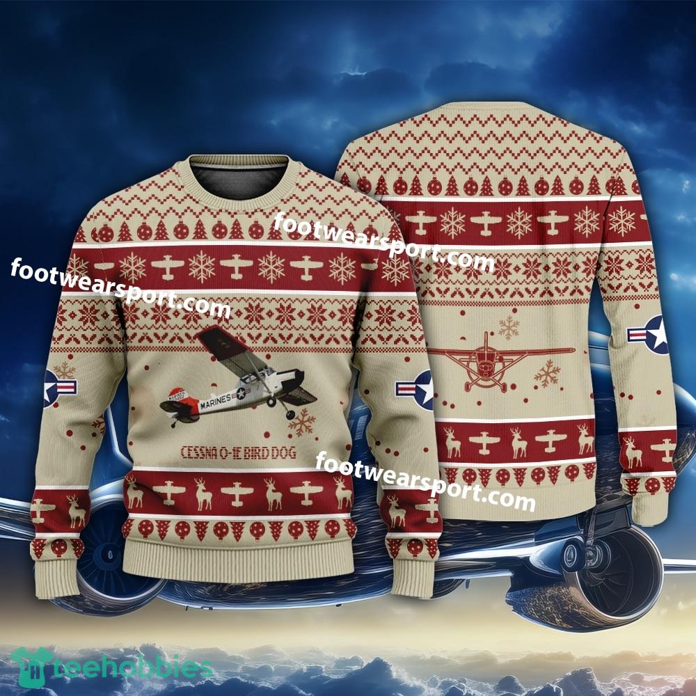 Aircraft Drawing Cessna O-1E Bird Dog O1E US Army Christmas Sweater For Men Women
