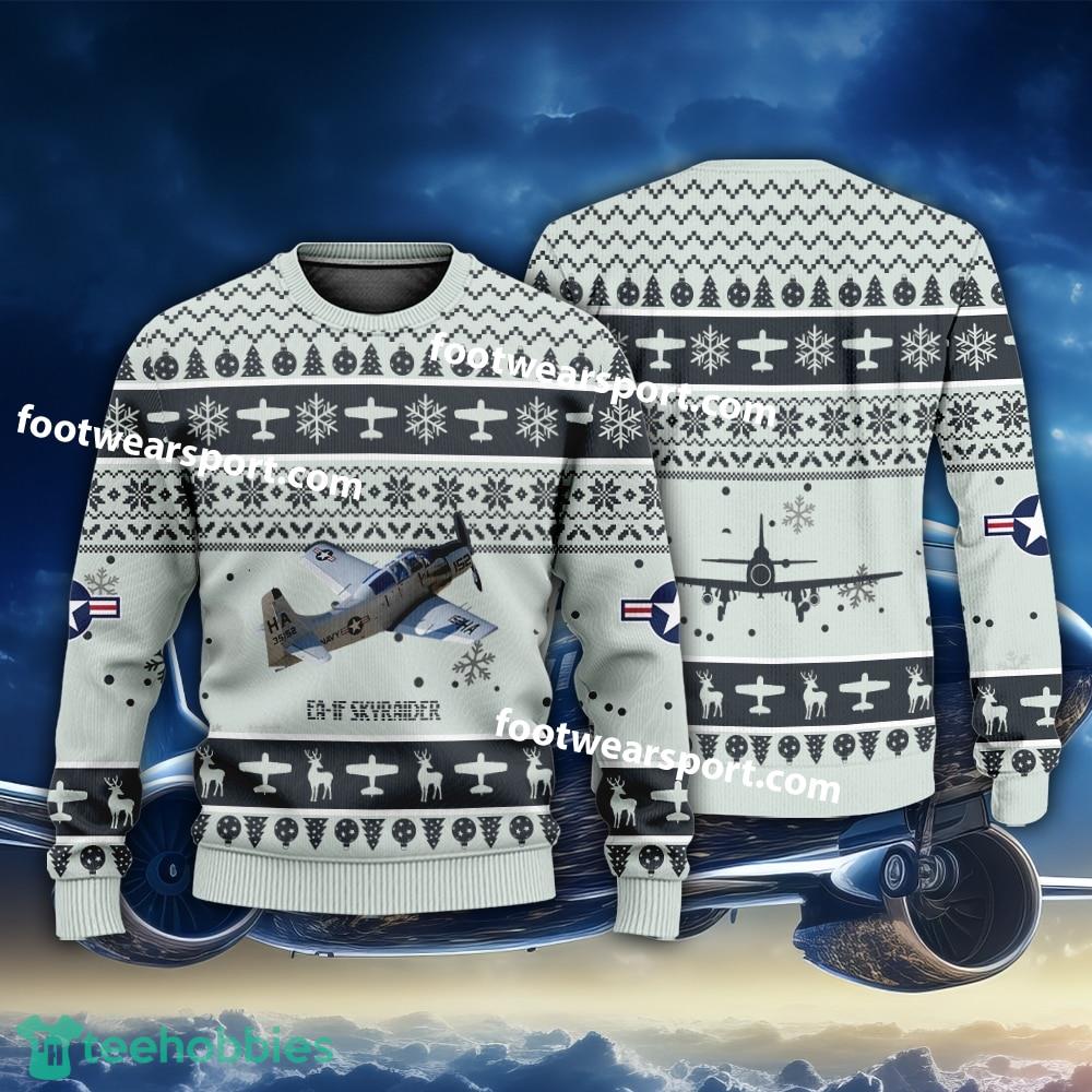 Aircraft Drawing EA-1F Skyraider EA1F US Navy Christmas Sweater Gift Christmas