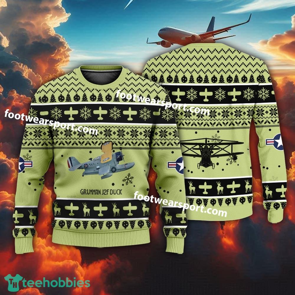 Aircraft Drawing Grumman J2F Duck Christmas Sweater Gift Veteran