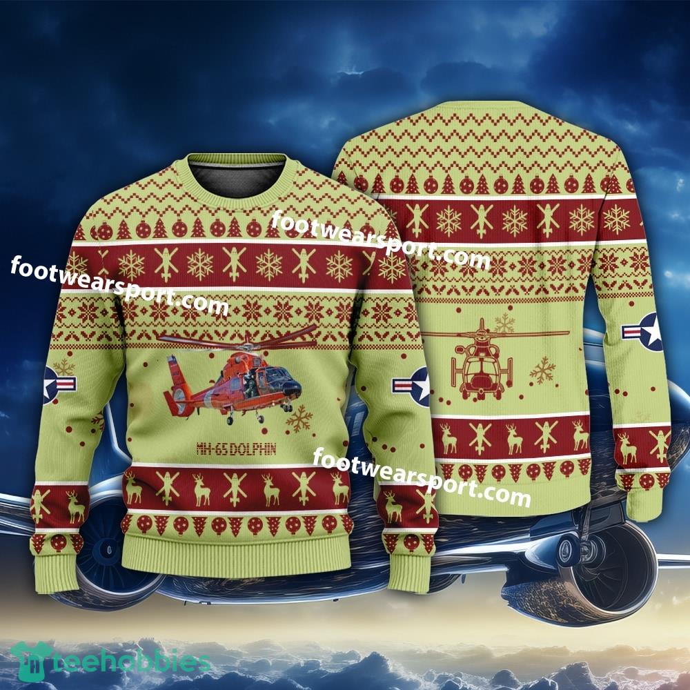 Aircraft Drawing MH-65 Dolphin HH-65 MH65 HH65 US Coast Guard Christmas Sweater Gift Christmas
