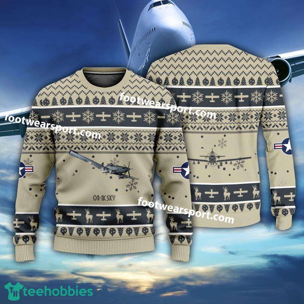 Aircraft Drawing OA-1K Sky OA1K US Air Force Christmas 3D Sweater Gift For Adult
