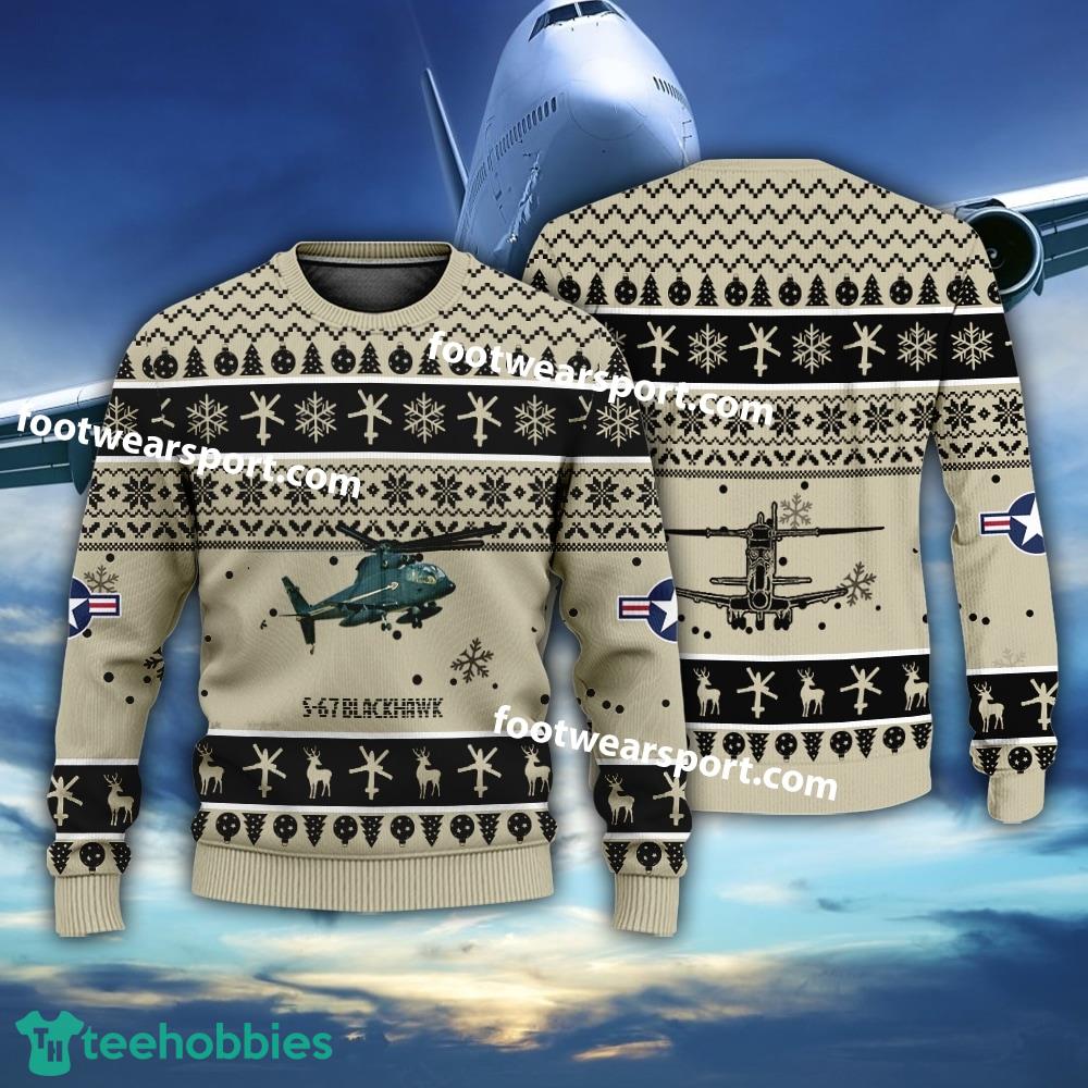 Aircraft Drawing S-67 Blackhawk S67 US Army Christmas Sweater Gift Veteran