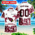Arizona Cardinals Hibiscus Flower Hawaii Shirt and Shorts Summer Beach Shirt Custom Name And Number