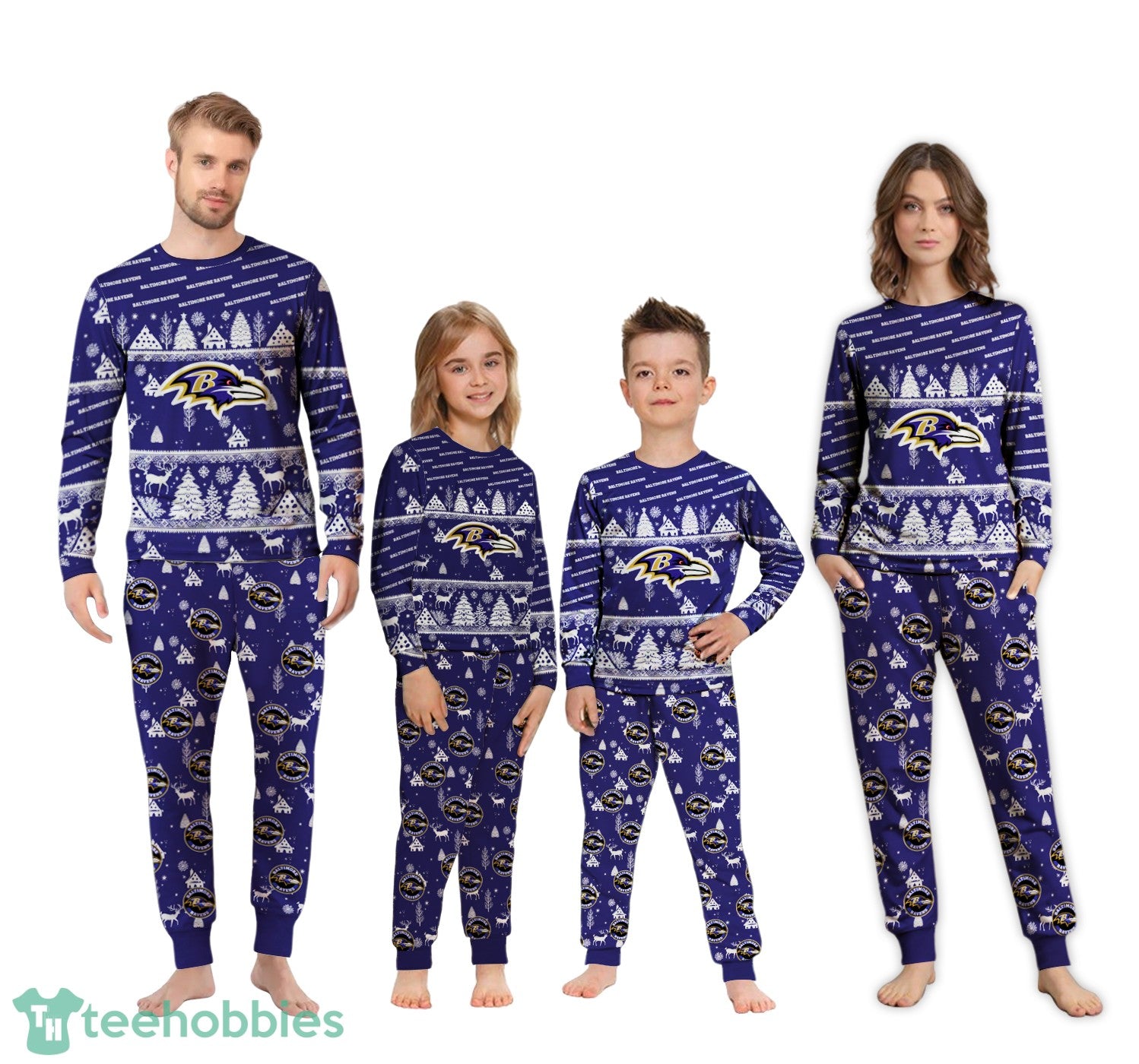 Baltimore Ravens Christmas Pattern Family Matching Pajamas Sets Best Gift For Christmas