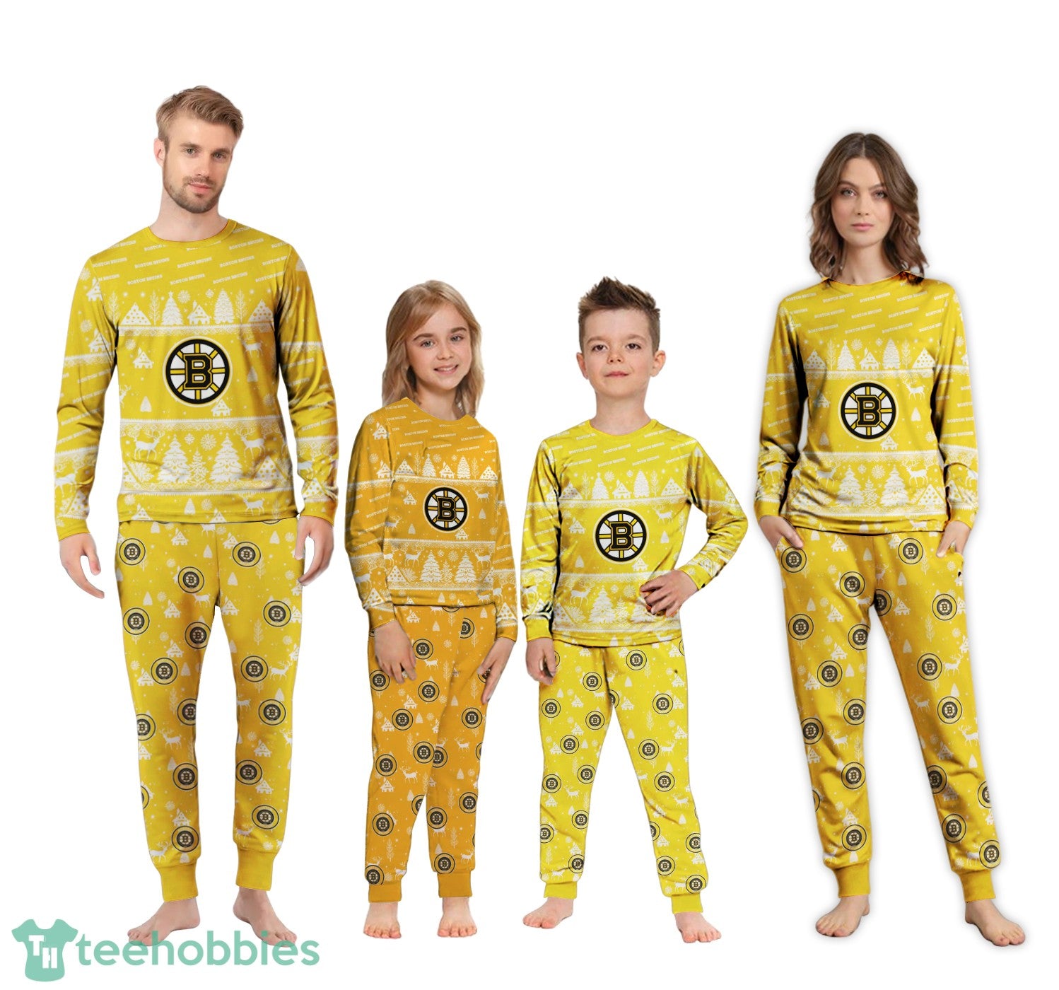 Boston Bruins Christmas Pattern Family Matching Pajamas Sets Best Gift For Christmas