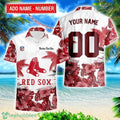 Boston Red Sox Hibiscus Flower Hawaii Shirt and Shorts Summer Beach Shirt Custom Name And Number