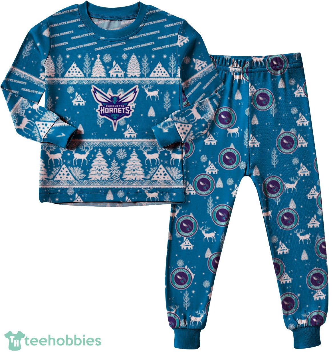 Charlotte Hornets Christmas Pattern Family Matching Pajamas Sets Best Gift For Christmas