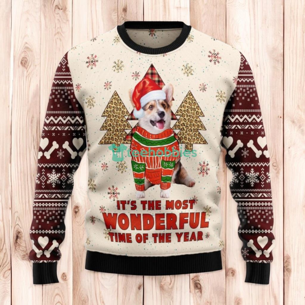 Christmas Ugly Sweater Corgi The Most Beautiful Time Funny Unisex Sweater Gift