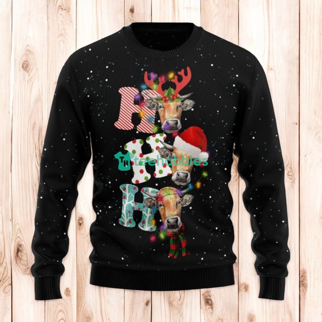 Christmas Ugly Sweater Cow Ho Ho Ho Funny Unisex Sweater Gift