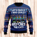 Christmas Ugly Sweater Crazy Cat Funny Unisex Sweater Gift