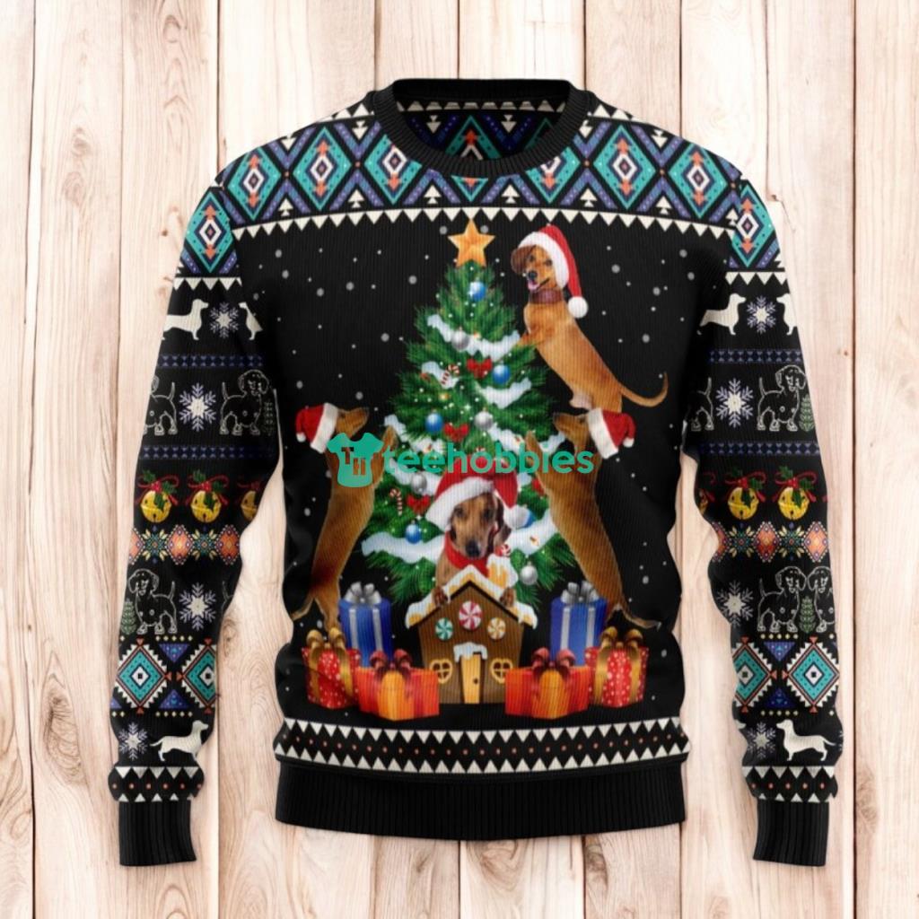 Christmas Ugly Sweater Dachshund Group Christmas Tree Funny Unisex Sweater Gift
